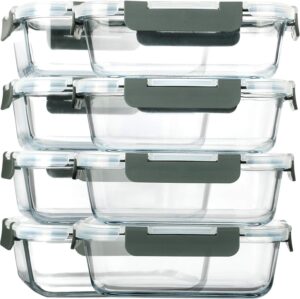 M MCIRCO [8-Pack,30 oz] Glass Meal Prep Containers,Glass Food Storage Containers,Airtight lunch Containers with Lids, Microwave, Oven, Freezer and Dishwasher