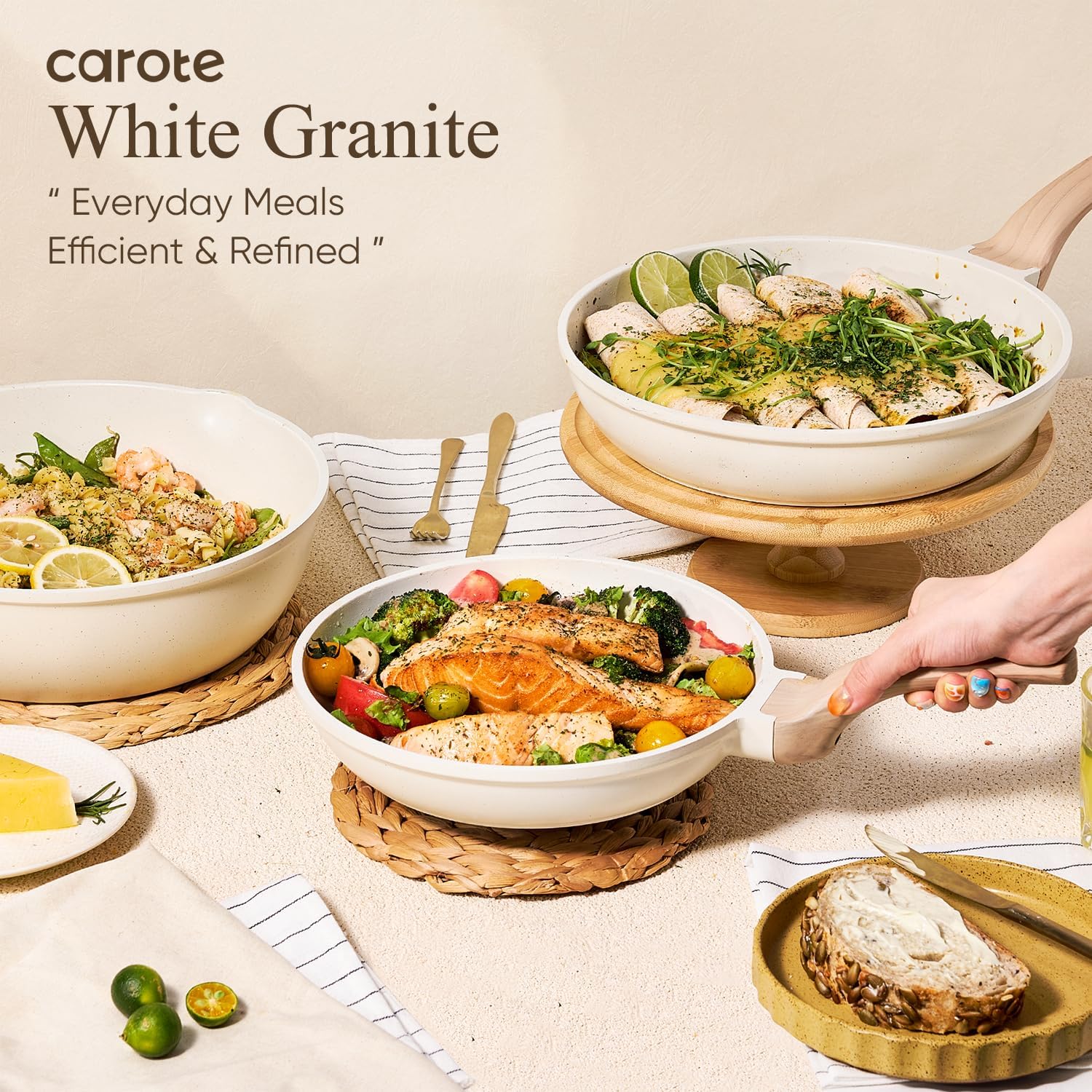 CAROTE 14 Pcs Pots and Pans Set Nonstick,Cookware Set Kitchen Cooking Set with Utensil and Pan Protectors - Image 9