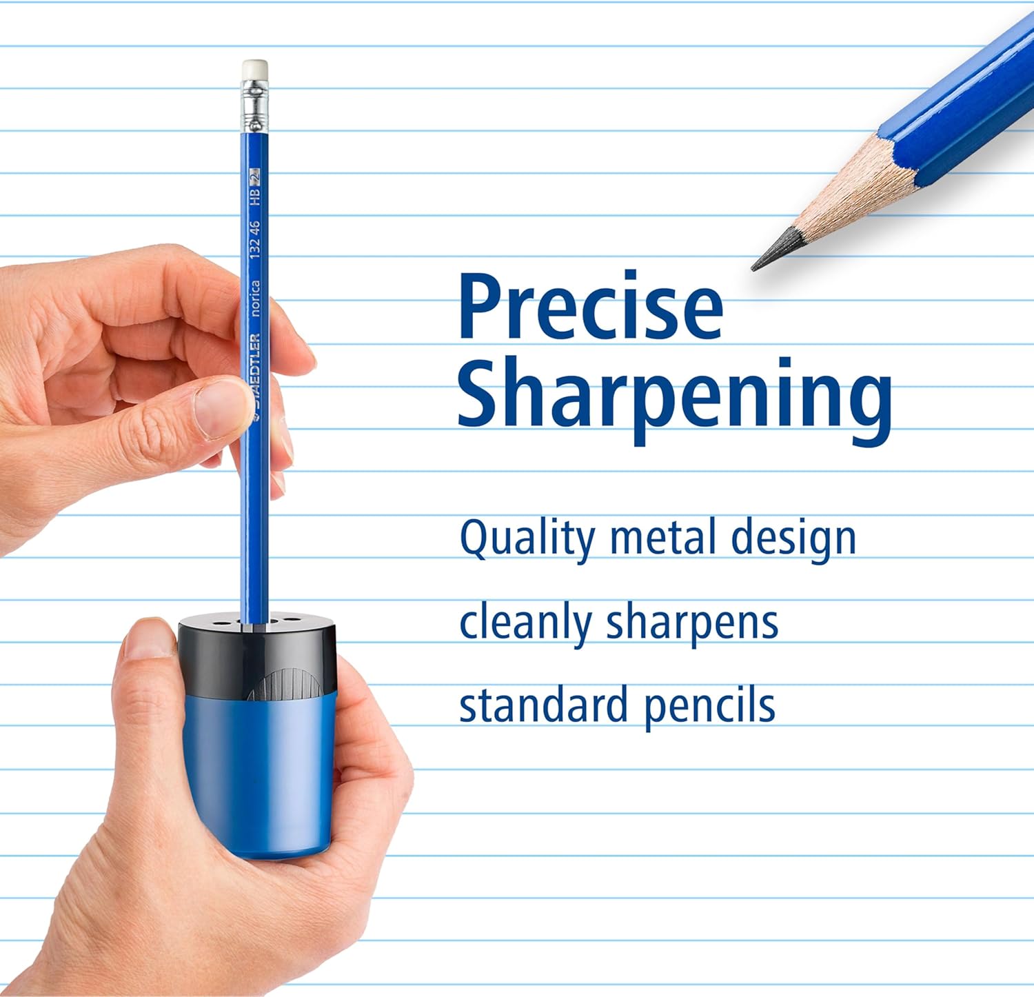 STAEDTLER pencil sharpener, premium quality sharpener with screw-on lid, prevents accidental openings, compact size for pencil case and work-station, 511 63BK - Image 3