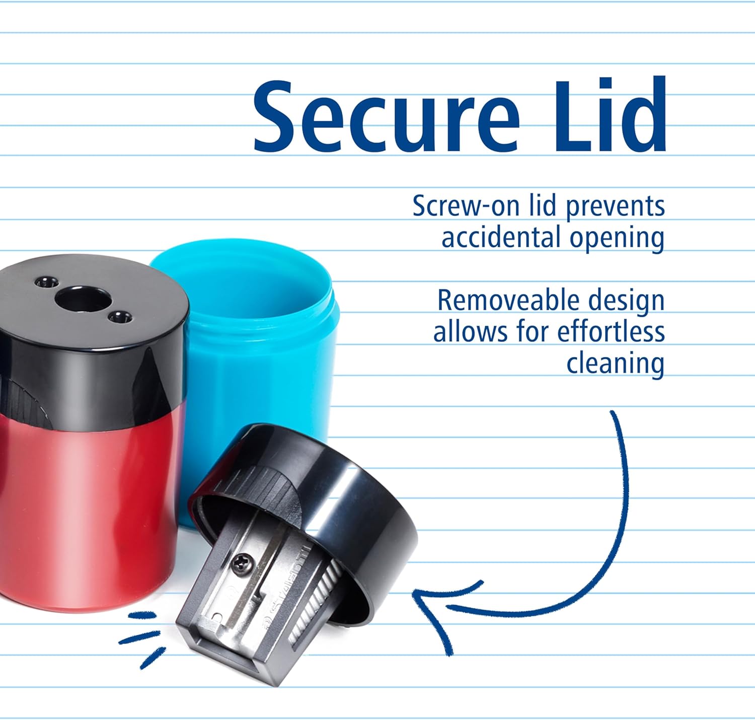 STAEDTLER pencil sharpener, premium quality sharpener with screw-on lid, prevents accidental openings, compact size for pencil case and work-station, 511 63BK - Image 5